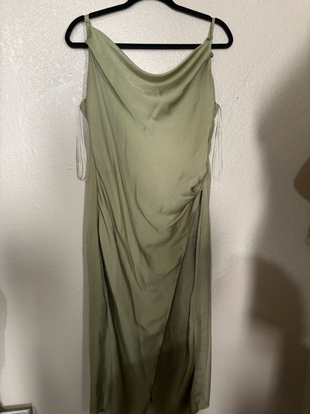 Fashion Nova Sage Green Satin Cowl Midi Dress